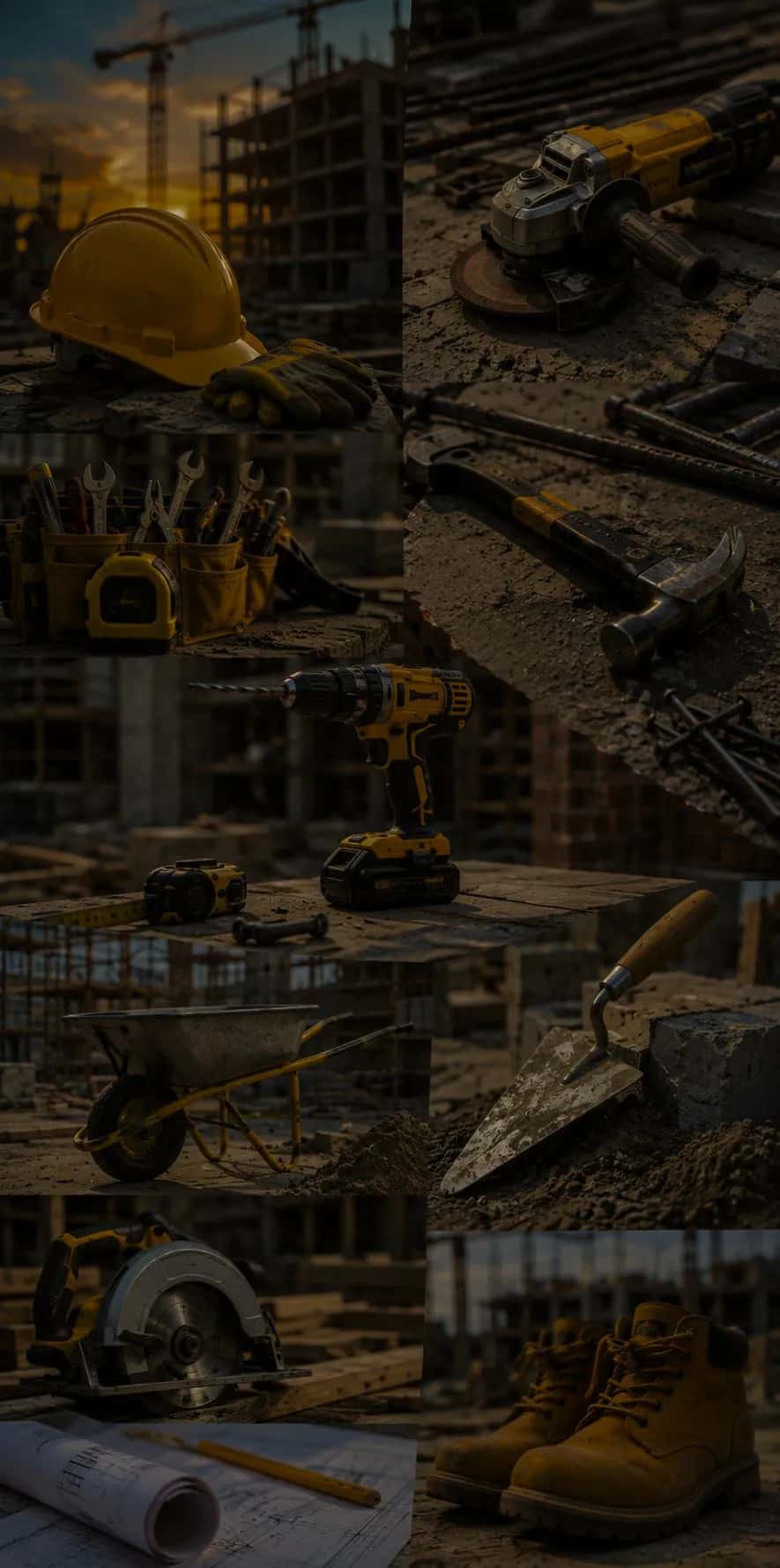 Construction tools on a building site